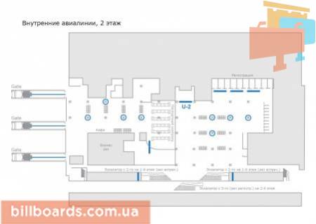 Нестандарт  в Борисполе, 8,3х3,03 м  Брендирование стекла  в зоне регистрации вылета, справа от контроля (внутренние рейсы) схема