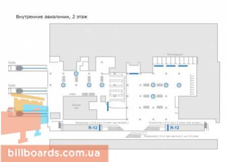 Нестандарт  в Борисполе, 3,5х3,5 м  Баннера над эскалатором с 1 на 2 этаж (пакет из 2-х ед.) схема