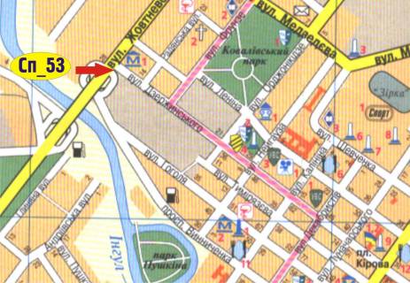 Билборд A в Кропивницкий (Кировоград), 3х6  ул. Винниченка, школа схема