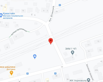 Билборд B в Вишневое, 3х6  м. Вишневе щит, вул. Чорновола-1 (жд переїзд)- перший від переїзду схема