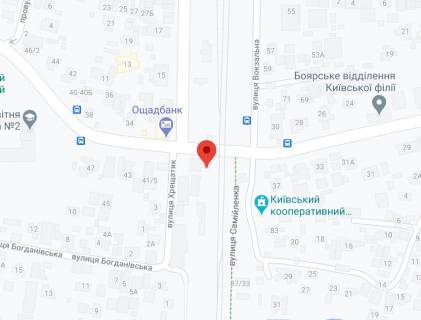 Білборд, Бігборд (Борд)  A у Боярці, біллборд  м. Боярка, вул. М. Грушевского, 30/вул. Хрещатик/вул. Вокзальна. ЖД переїзд. схема
