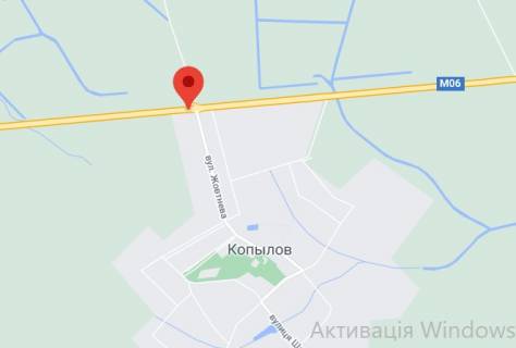 Non-Standard A in Kopiliv, 2х16  M-06 Zitomirs'ka trasa 46+370 km vid KPP. Patnadcatij vid Kieva, s. Kopiliv, povorot na s. Makovise - zupinka, napramok - z Kieva scheme