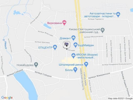 Білборд, Бігборд (Борд)  A у Києві, 3х6  с. Петропавлівська Борщагівка на перетині  вул. Жовтнева / вул. Кришталева (біля Епіцентру) схема