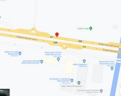Билборд B в Горе, 3х6  Бориспільське шосе, навпроти  АЗС Сокар, напрямок в Бориспіль схема