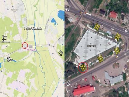 Билборд B в Гостомеле, Щит3х6  Гостомель, вул. Чкалова (біля ТЦ City Market) схема