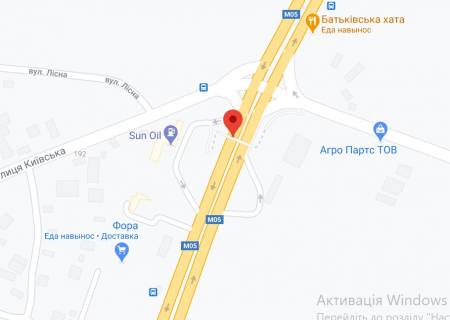 Нестандарт A в Иванков, 2,20х16,20  М-05 Одеська тр. 24+510 км від КПП. Шостий 2,20.16,20 від Києва - с. Глеваха, світлофор-перехреття, поворот на ФОРА, Ресторан Бістро Пекаря,  з Києва схема