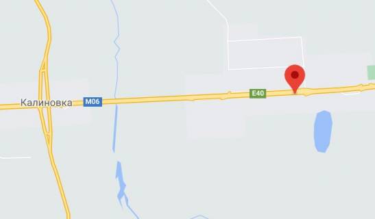 Нестандарт A в Киеве, 2х16  М-06 Житомирська траса 49+848 км від КПП. Шістнадцятий від Києва, с. Калинівка, зупинка, напрямок - в Київ схема