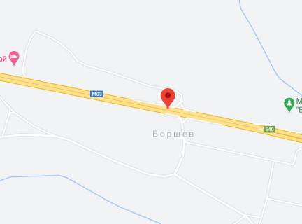 Нестандарт A у траса Київ-Харків, 2х16  М-03 траса Київ-Харків 69+130 км від КПП. Четвертий від Борисполя, поворот на Борщів, Гот.-рест. Комплекс Водограй, Магазин, напрямок - в Київ схема