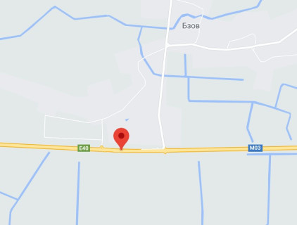 Нестандарт A на трассах Киевской области, 2х16  М-03 траса Київ-Харків 58+300 км від КПП. Третій від Борисполя, поворот на с. Морозівка, с. Бзів, зупинка, АЗС GLUSCO, напрямок - в Київ схема