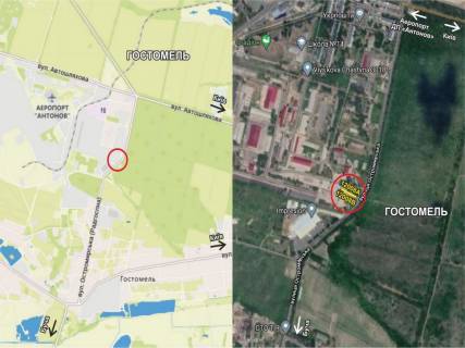 Билборд A в Гостомеле, 3х6  Гостомель, вул.Остромирська (біля в/ч 3018 НГУ) схема