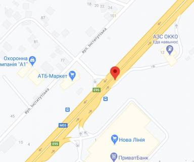 Нестандарт A у , траса Київ - Одеса (траса Київ - Одеса), 2х16  М-05 Одеська тр.14+080 км. від КПП. Перший від Києва - заїзд в Нову лінію 2, АЗС ОККО,  напрямок в  Київ схема