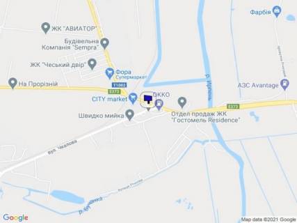 Билборд B в Гостомеле, 3х6  м. Гостомель вул. Чкалова, 11-А. вїзд в м. Ірпінь біля заправки ОККО схема
