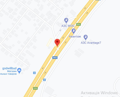 Нестандарт A в с. Вита Почтовая, 2х16  М-05 Одеська тр. - 6км від КПП.Четвертий  від Києва - с. Віта-Поштова, с.Круглик, зупинка, заправка WOG Магазин Днипро М з Києва схема