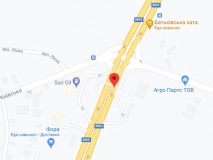 Нестандарт A в Иванков, 2,20х16,20  М-05 Одеська тр. 24+510 км від КПП.  Шостий 2,20.16,20 від Києва  - с. Глеваха, світлофор-перехреття, поворот на АЗС Sun Oil, Ресторан Батьківська Хата, в Київ схема