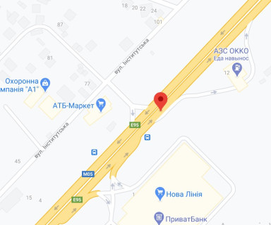 Нестандарт A у Гатному, 2х16  М-05 Одеська тр.14+080 км. від КПП. Перший від Києва - заїзд в Нову лінію 2, АЗС ОККО,  напрямок в  Київ схема