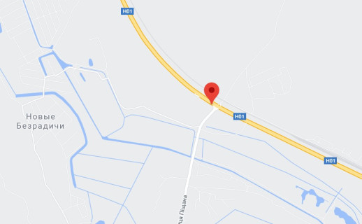 Нестандарт A на трассах Киевской области, 2х16  Н 01 Ново Обухівська тр. 34+557 (Гарант) км від КПП. Восьмий від Києва, зупинка Дачна,поворот на Нові Безрадичі, з Києва схема