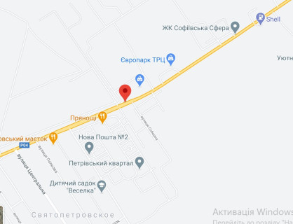 Билборд A в Святопетровском, 3х6  с. СофіЇвська Борщагівка, світлофор, ЖК Петрівське, траса Київ - Бишів схема