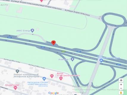 Билборд B в Горе, 3х6  Бориспільське шосе, АЗС U.GO в напрямку  Бориспіль схема