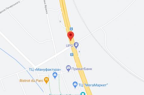 Нестандарт A у , траса Новообухівська (траса Новообухівська), 2х16  Н 01 Ново Обухівська тр. 23+432 км від КПП. Перший від Києва, світлофор, поворот на Ходосіївку, заїзд до МЕГАМАРКЕТ, ТРЦ Манафактура, АЗС Motto, з Києва схема
