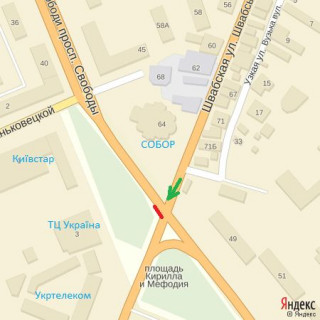 Билборд A в Ужгороде пр.Свободи-вул.Минайська(пішохідний перехід) Універмаг Україна схема
