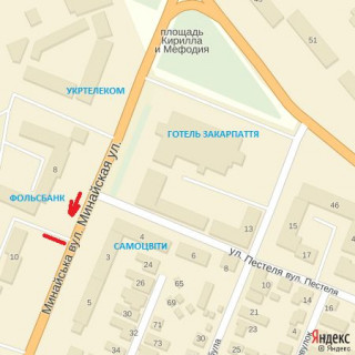 Билборд A в Ужгороде вул.Минайська, 8 (навпроти маг.Самоцвіти), напрям-вул.Грушевського схема