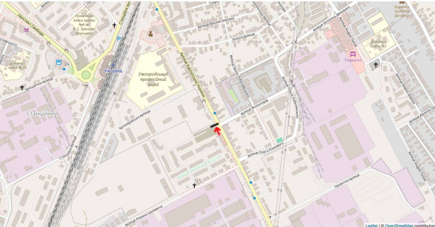 Билборд B в Ужгороде вул.Карпатської України(Гагаріна)-Волонтерів, Світлофор, перехід-рух до центру схема