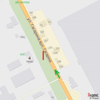 Билборд B в Ужгороде вул.Карпатської України (Гагаріна) (АЗС), супермаркет Барва, напрям - до центру схема
