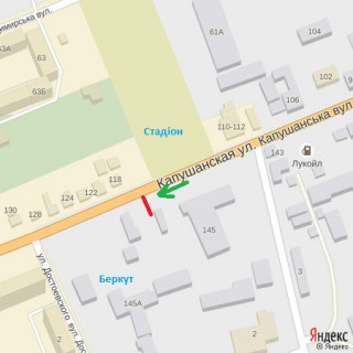 Билборд B в Ужгороде вул.Капушанська (Перемоги),145(ТК Беркут),в сторону вул.Легоцького схема