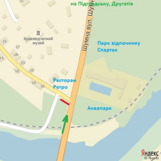 Билборд B в Ужгороде вул.Шумна-Ольбрахта -з'їзд p тр.моста, напрям-вул.Другетів схема