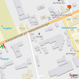 Білборд, Бігборд (Борд)  A у Ужгороді вул.Капушанська (Перемоги),145(ТКБеркут),в сторону просп.Свободи схема