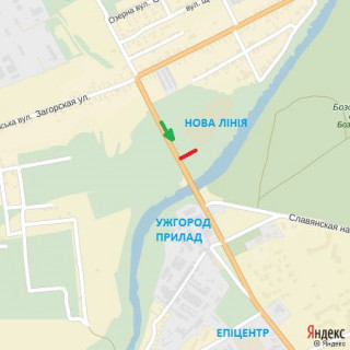 Билборд B в Ужгороде вул.Баб'яка (ТЦ Нова лінія), напрям - вул.Капушанська (Перемоги) схема