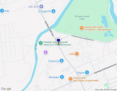 Билборд B в Ужгороде вул.Баб'яка-Снігурського, Салон меблів, рух-вул.Тегзи,Слов.янська наб,вул.Загорська схема