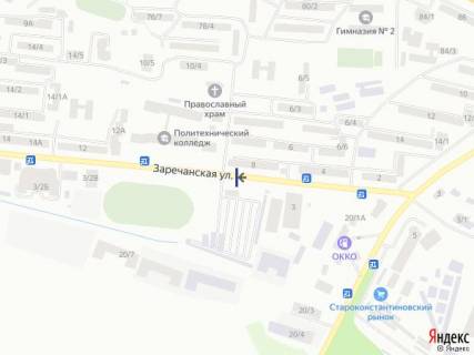 Білборд, Бігборд (Борд)  B у Хмельницькому, 6х3  вул. Зарічанська (коледж) схема