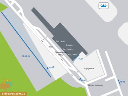 Билборд A в Львове, 3х6  Аеропорт «Львів» (навпроти терміналу) схема