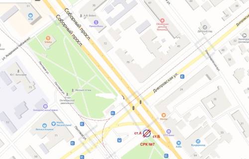 Билборд A в Запорожье пр.Соборний — вул.Дніпровська -пл.Волі (призматрон), ст.А схема