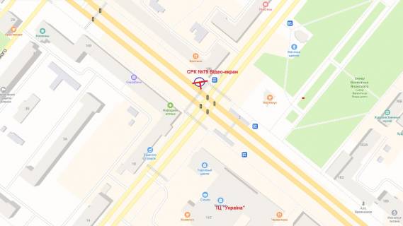 Video Billboard A in Zaporizhzhya, 5,76х2,88  av.Sobornij - st.V.Zajceva(Lermontova) - 530729 scheme