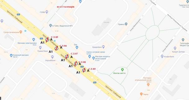 Ситилайт Р/П в Запорожье, 1.8x1.2  вул. Сталеварів — пл. Маяковського схема