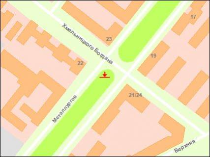 Prismatron, Prism A in Zaporizhzhya av.Metalurgiv -st.B.Hmel'nic'kogo, ruh vid av.Sobornogo (prizmatron) - 439151 scheme