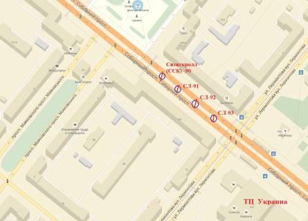 Cityscroll Р/П in Zaporizhzhya, 1.8x1.2  av. Sobornij -st. Maakovs'kogo - st.V.Zajceva(Lermontova) scheme