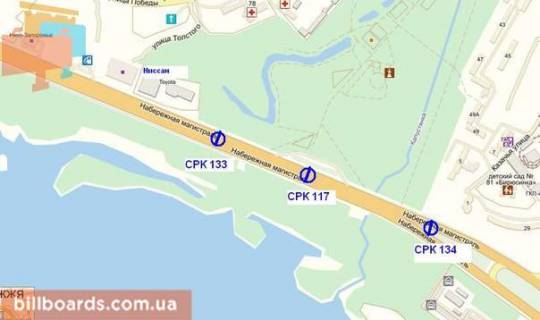 Billboard Р/П in Zaporizhzhya Naberezna magistral' - r.Suha Moskovka , ruh do portu scheme
