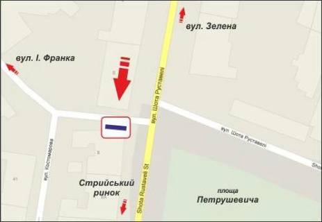 Билборд A в Львове, 3х6  Шота Руставели, 8 ул. схема