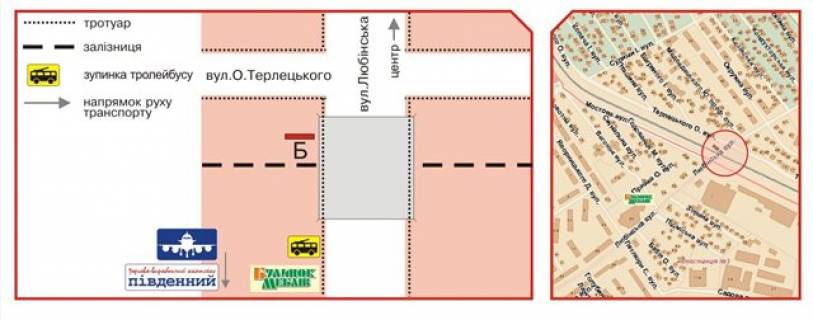Билборд B в Львове, 3х6  Любинская ул. схема