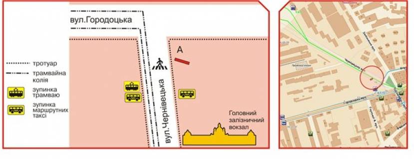 Билборд A в Львове Черновицкая ул. схема