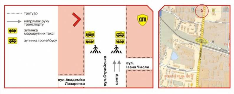Билборд B в Львове, 3х6  Стрыйская ул. схема