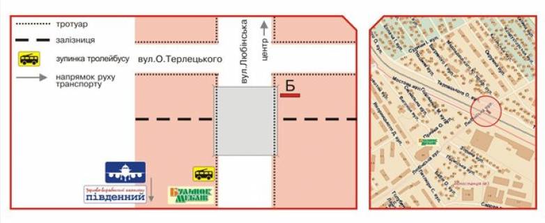 Билборд B в Львове, 3х6  Любинская ул. схема