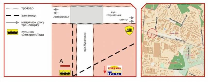 Билборд A в Львове, 3х6  Луганская ул. схема