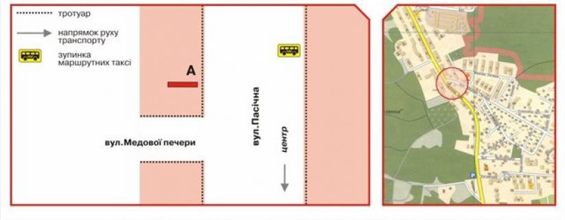 Билборд A в Львове, 3х6  Пасечная ул. - Медовой Пещеры ул. схема
