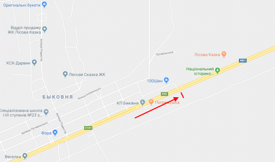 Билборд A в Киеве, 3х6  Броварський пр. на розподільчій смузі, 100м меморіальний заповідник у напрямку Броварів схема