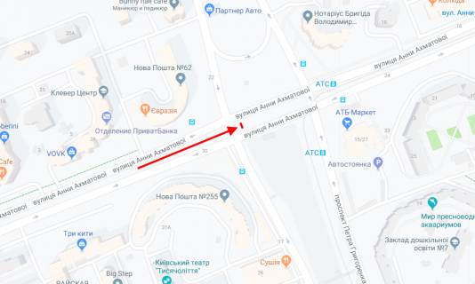 Призма A в Киеве, 3х6  Ахматової вул. на розподільчій смузі / Григоренка пр. у напрямку вул. Тростянецька  - 189092 схема
