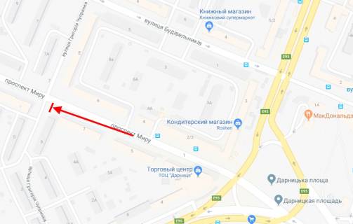 Призма B в Киеве, 3х6  Миру пр., 7, /Григорія Чупринки вул. (Чудновського), у напрямку ст. м. Дарниця - 219946 схема